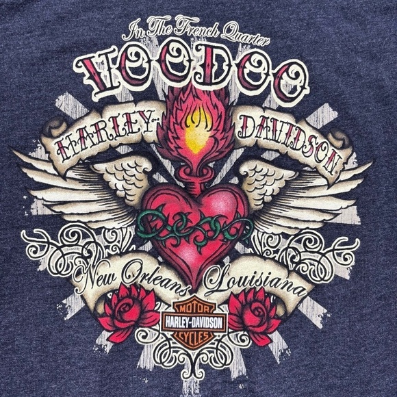 Harley Davidson Shirt Womens Small Short Sleeve Tee Bling Motorcycles Voodoo HD - Picture 5 of 5